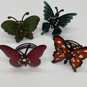 💖Sold💖 Metal Butterfly Design Napkin Rings, Set of 4